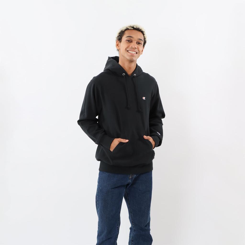 Parka Long Sleeve Cotton 10oz Relax Fit Fleece Embroidery One Point Logo Reverse Hooded Sweatshirt REVERS Midnight Black L [Champion] 100% Weave(R)