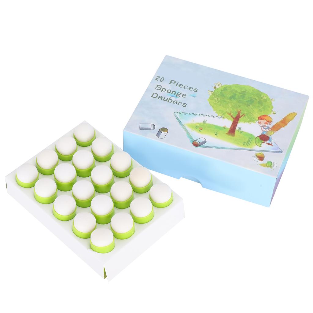 20 шт., губка для пальцев, зеленые детские подушечки для рисования, инструменты для штамповки в коробке