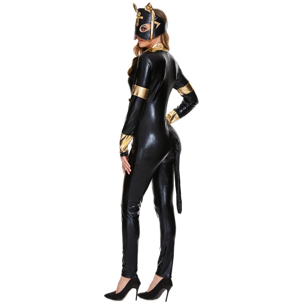 Catgirl Nun Costume, Funny Bat Mask Patent Leather One-piece Cat Costume Cos Costume, Halloween Costume