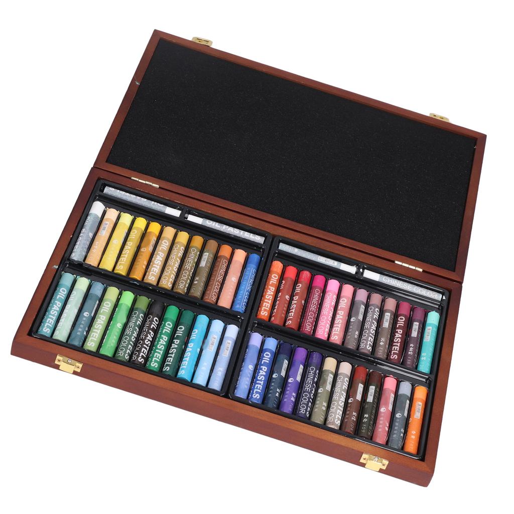 52pcs Oil Pastels 48 Colors Soft Touch Glossy Uniform Attractive Safe Reliable Art Accessories for