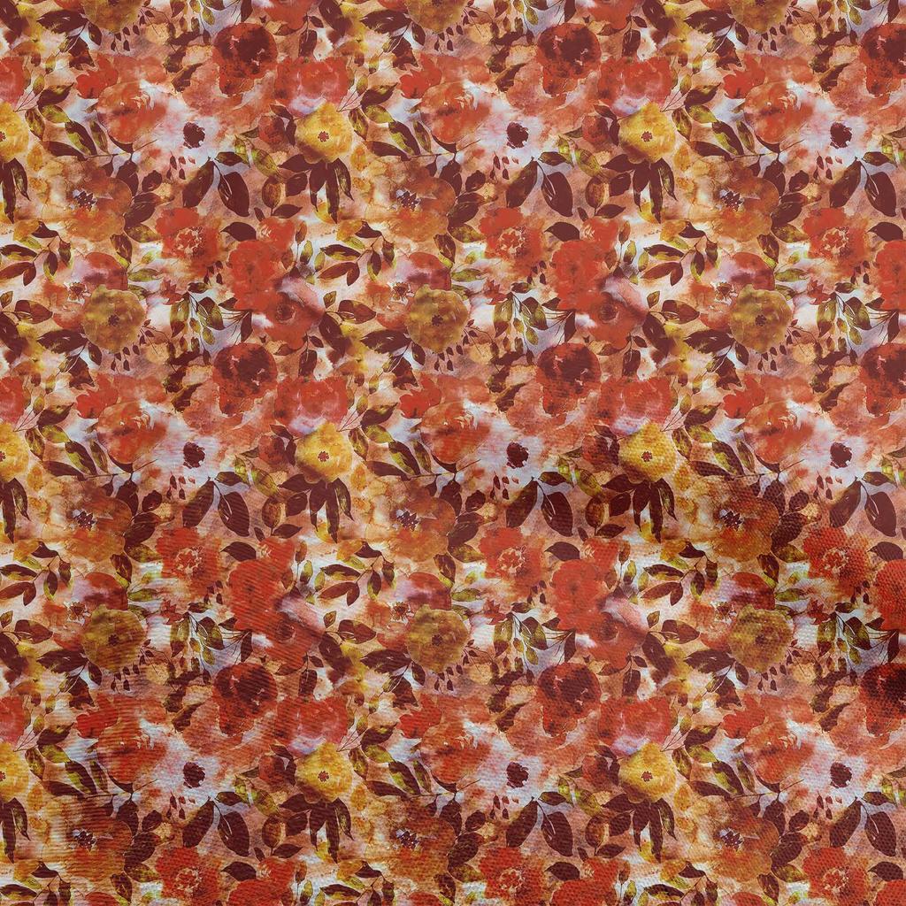 oneOone Cotton Poplin Brown Fabric Abstract Floral Craft Projects Decor Fabric Printed By The Yard 42 Inch