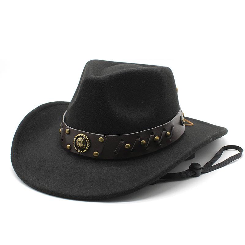 Ethnic Woolen Hats European and American Men and Women's Woolen Western Cowboy Hats