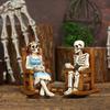 Skeleton Couple Figurine Resin Male And Female Skeleton Ornament Skeleton On Rocking Chair Statue for Halloween Mantel Shelf Decor