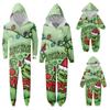 Christmas Fashion Print Family Hooded Long Sleeve Zip Bodysuit Set
