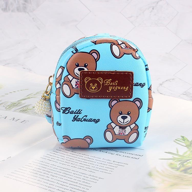 Cute Bear Mini Backpack Coin Purse Keychain - Korean Style