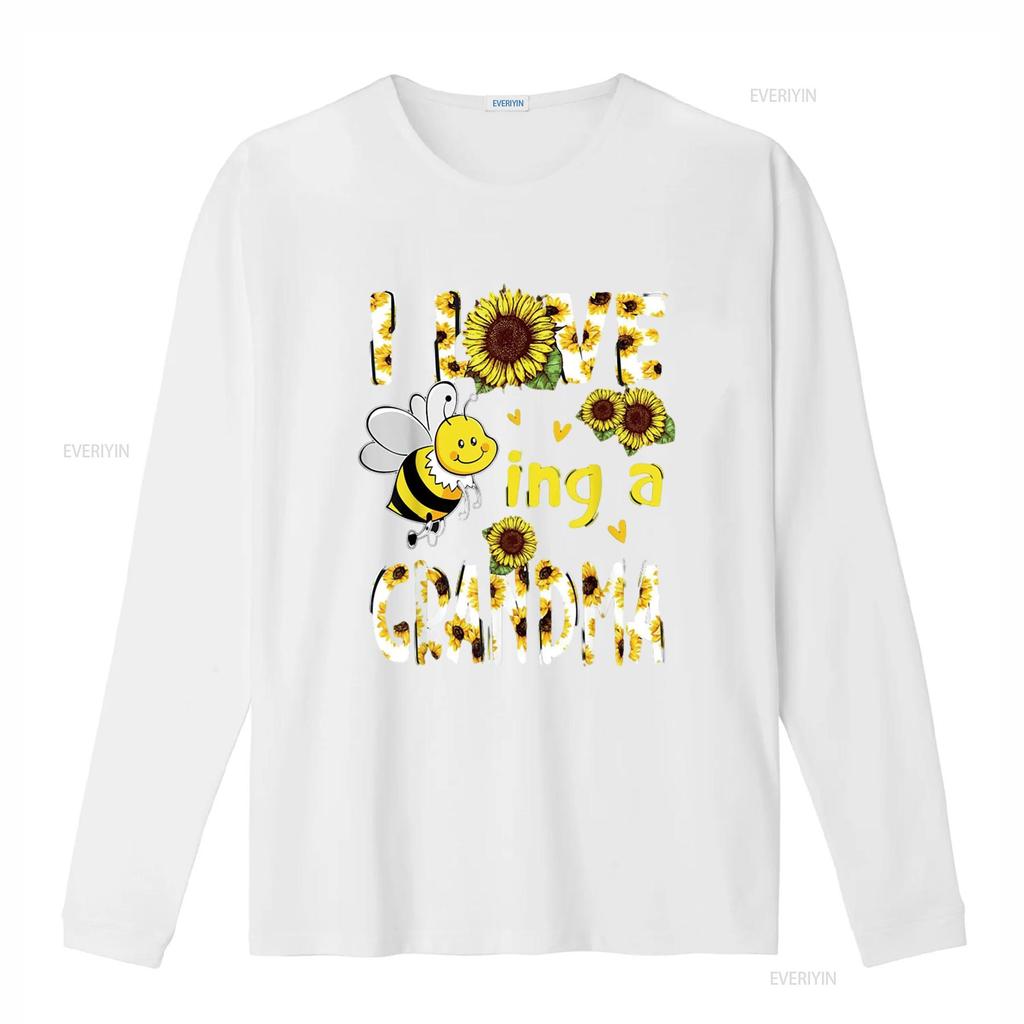 T Shirt for Women Mother s Day I Love Being A Grandma Sunflower Bee Casual Tops Black 2X Large vintage Washed Stretched