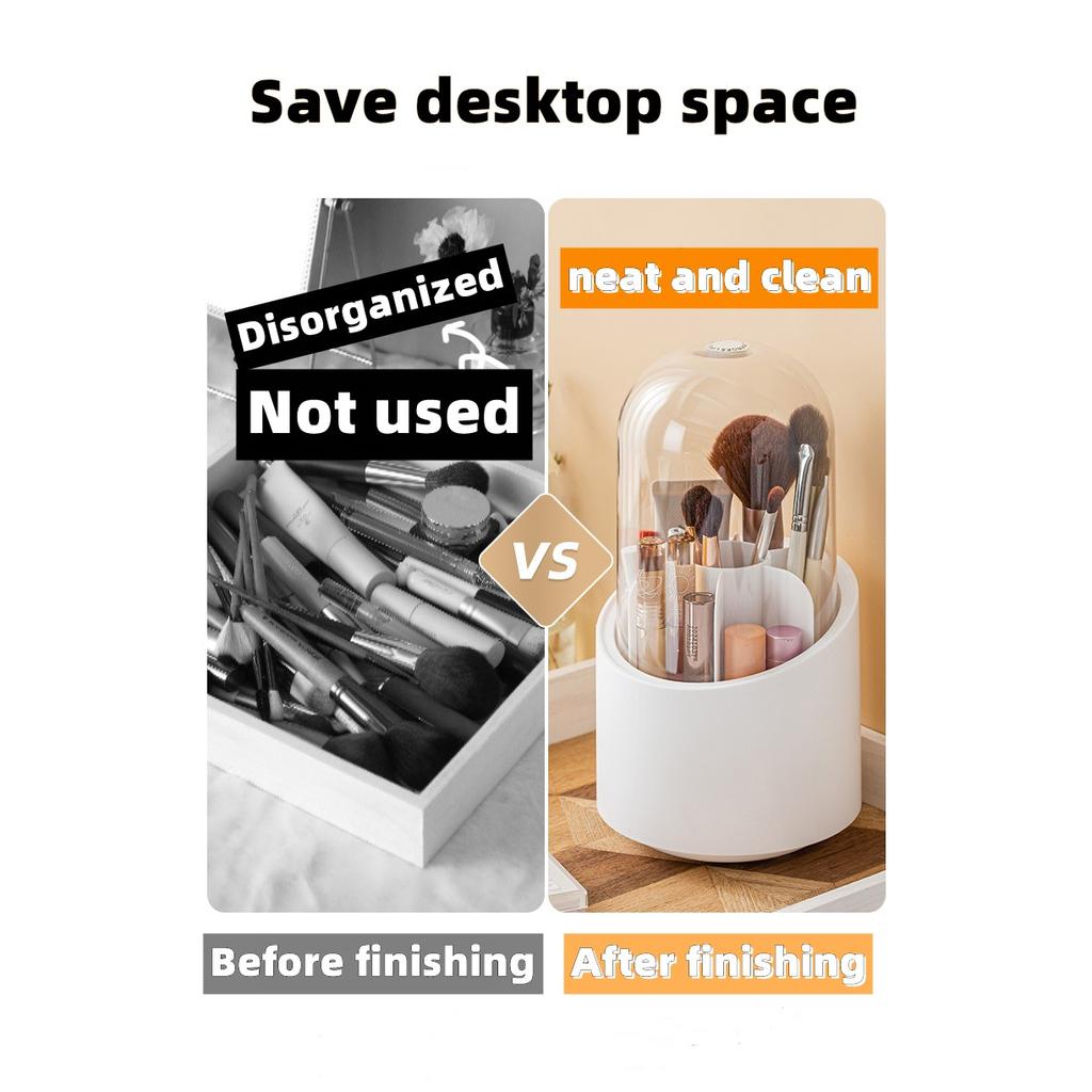 Вращающийся на 360° ящик для хранения кистей для макияжа, портативный настольный косметический органайзер, губная помада, карандаш для бровей, держатель для теней для век