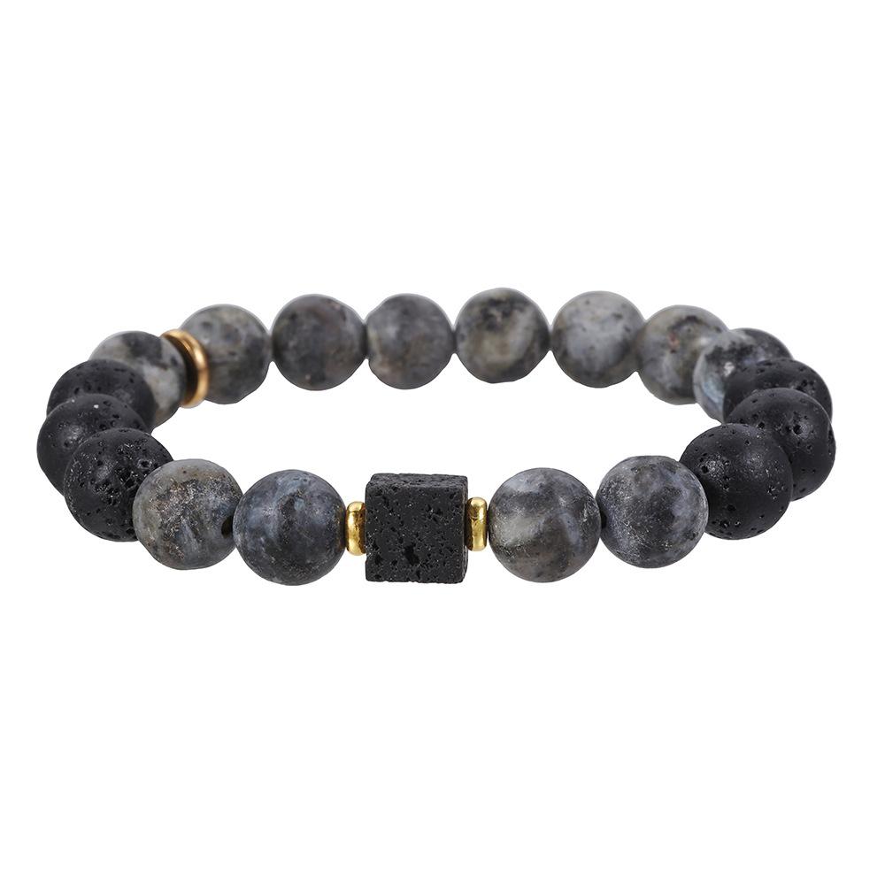 Black Matte Onyx with Cube Lava Bracelet Yoga Balance Energy Stretch Bracelet Men Women Natural Gemstone Healing Jewelry
