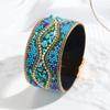 Bohemian Retro Ladies Bracelet Punk Turquoise Rice Beads Handmade Beaded Charm Women Leather Bracelet Cuff Jewelry