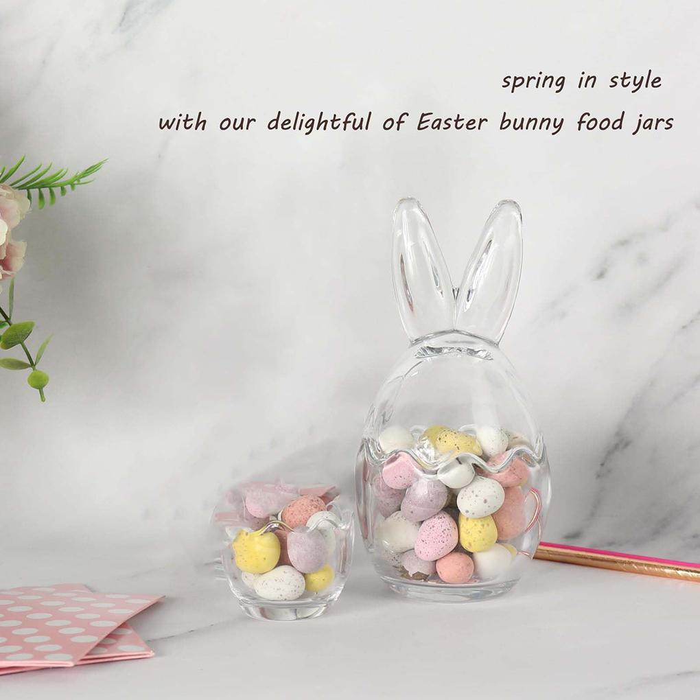 2 шт. Премиум стеклянная банка Мини Яйцо для хранения 2 упаковки/лот Пасхальный кролик Ухо Банка Маленькая Яйцо для хранения Прозрачная стеклянная чашка Ухо