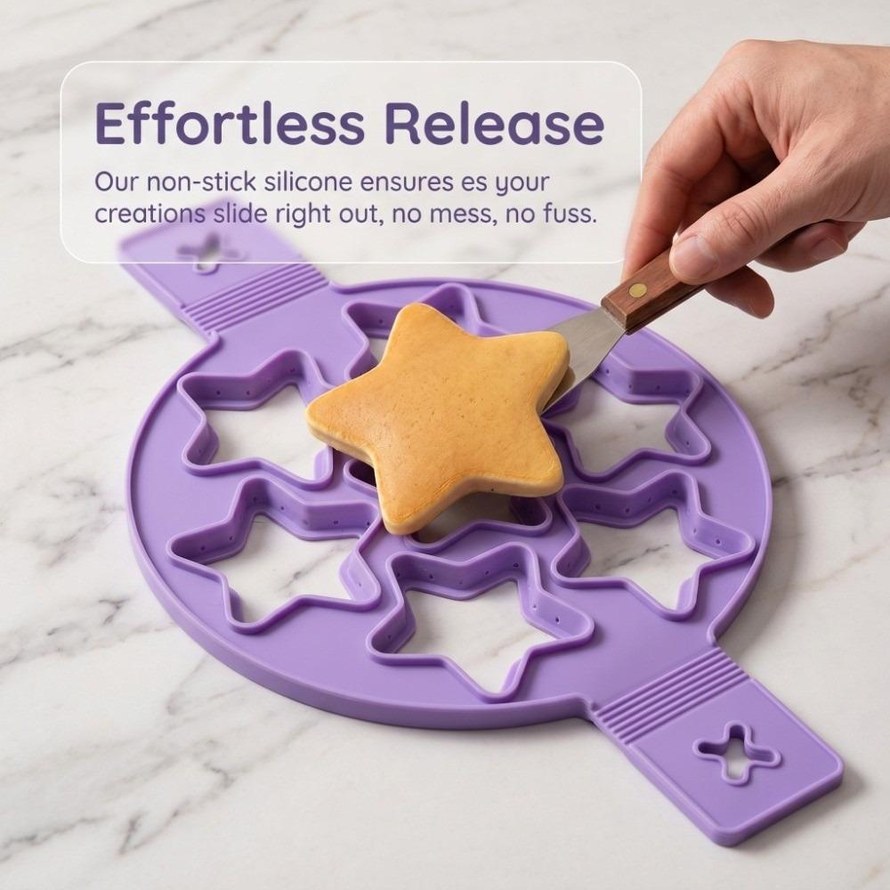 2pcs Non-Stick Silicone Egg Ring Star Heart Egg Cooker Pan Pancake Maker Home Kitchen DIY Baking