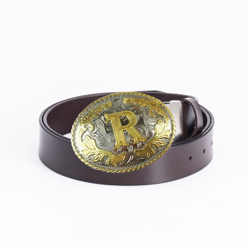 Мужской ремень из цельной коровьей кожи, повседневный, с белой пряжкой цвета золота K, с гладкой пряжкой, с пряжкой-бортом