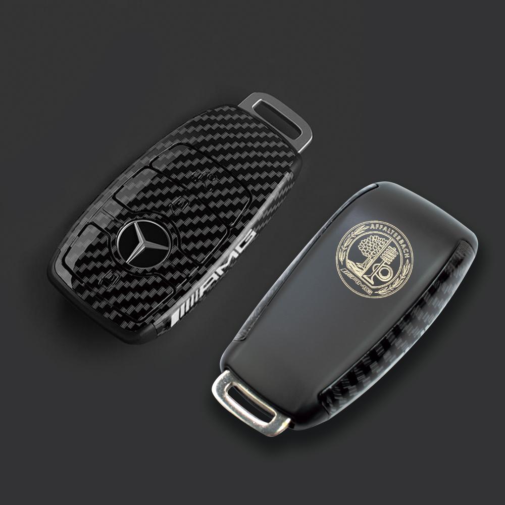 New PC Carbon Fiber Car Key Rings For Mercedes Benz AMG A C E S G Class GLC CLE CLA GLS W205 Car Key Case Keychain Accessories BD1