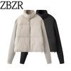 Za Autumn New Women Clothes 2025 Western Style French Style Design Knitted Patchwork Cotton-padded Jacket Outerwear 0518258