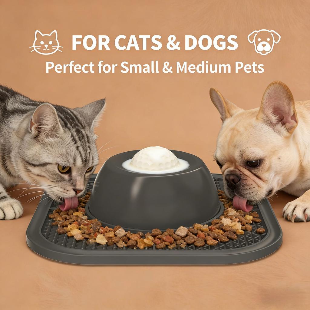 2 in 1 Slow Feeder Dog Bowls Lick Mat Interactive Dog Slow Feeder for Liquid Thick Treats Enrichment Toys for Small Medium Dogs