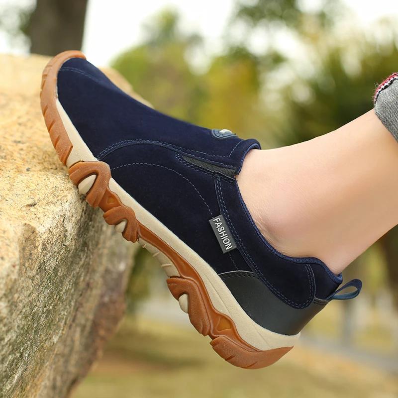 Fashion Men's Casual Sneakers Fashion Leather Breathable Outdoor Hiking Shoes Men Non-Slip Trekking Shoes Mens Moccasins Zapatos Hombre