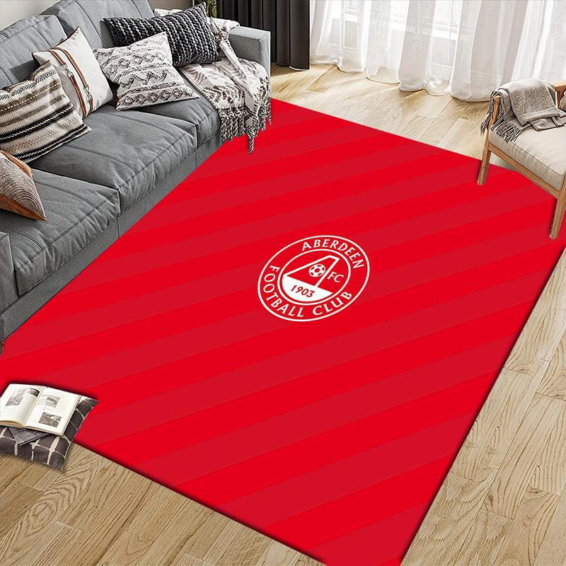 Aberdeen Football Club Flannel Pattern Square Carpet,Area Rug,Carpet Rug for Living Room Bedroom Sofa Playroom Decor,Non-slip Floor Mat