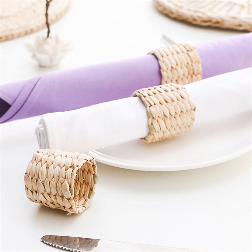 Натуральный соломенный держатель для салфеток, пряжка для салфеток в виде травы водяного гиацинта, украшение для стола в отеле, ресторане, дома, кольцо для салфеток