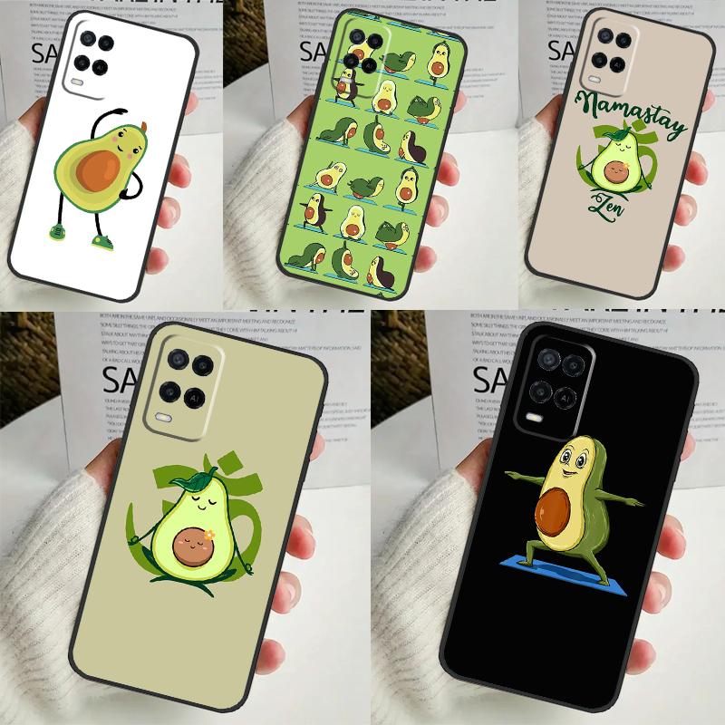 Авокадо Йога Забавный Узор для OPPO A17 A77 A58 A78 A98 A15 A5 A9 A96 A76 A16 A54 A74 A94 A52 A72 A79 A57S A53S Чехол