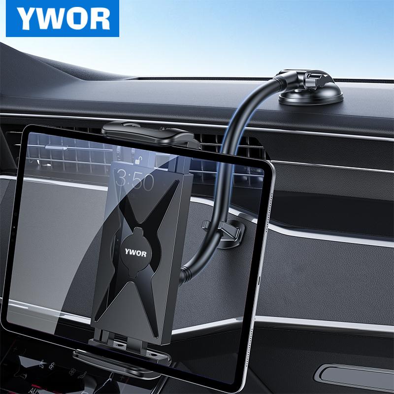 YWOR Car Dash Tablet Holder Mount, Truck Dashboard Phone Stand with Strong Sticky Gel Suction Cup for iPad Pro 9.7, 11, 12.9 / A