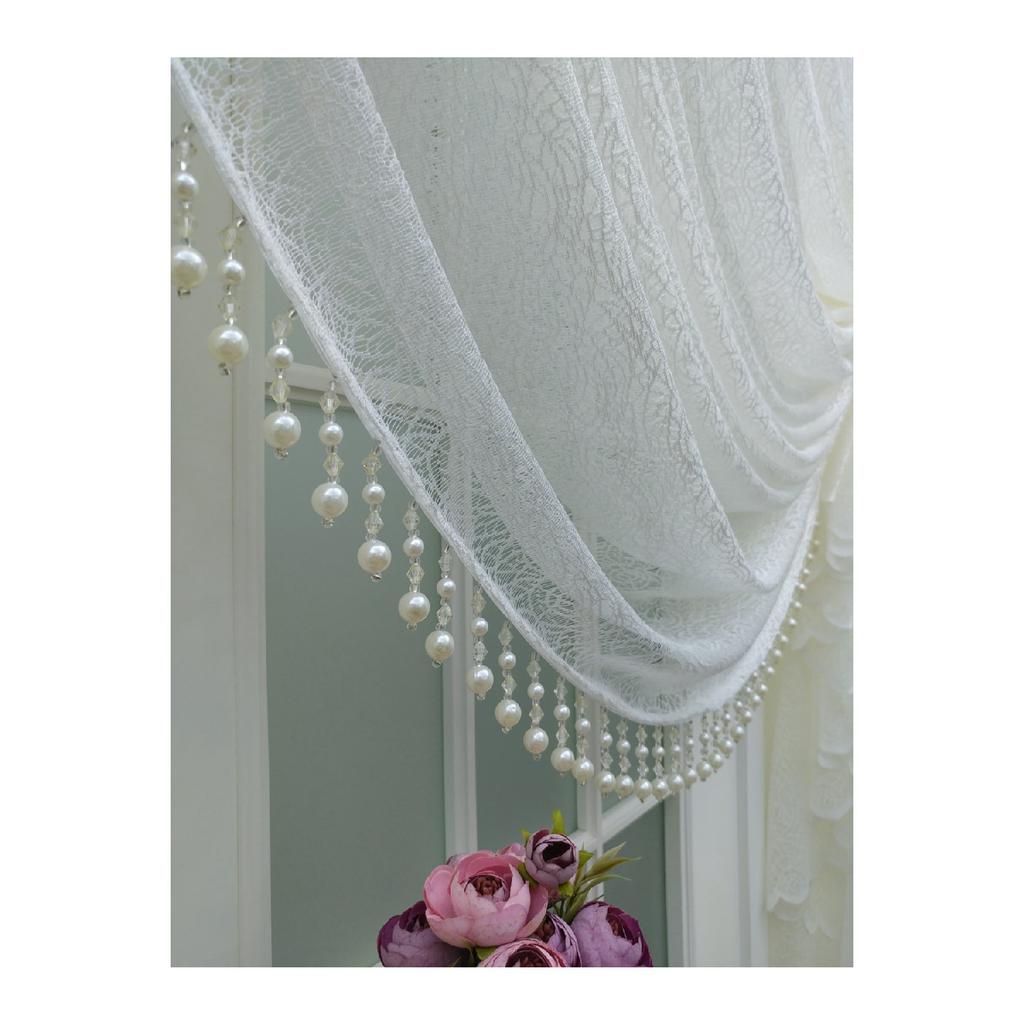 Специальный вязаный текстурированный занавес из тюля Cruve - включая бусины, 200x260, галстук, 1/4