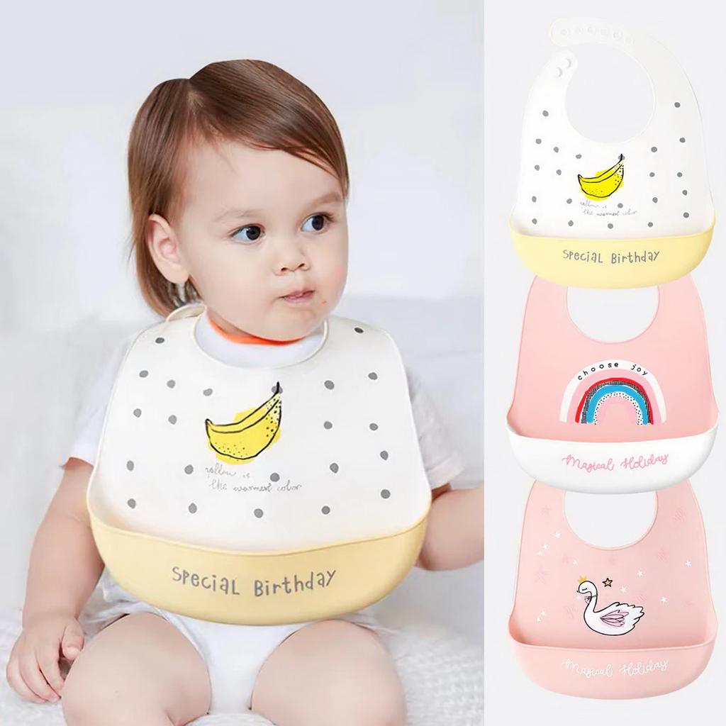 Flexible Silicone Bib with Cup Bib with Pocket Soft Waterproof Washable