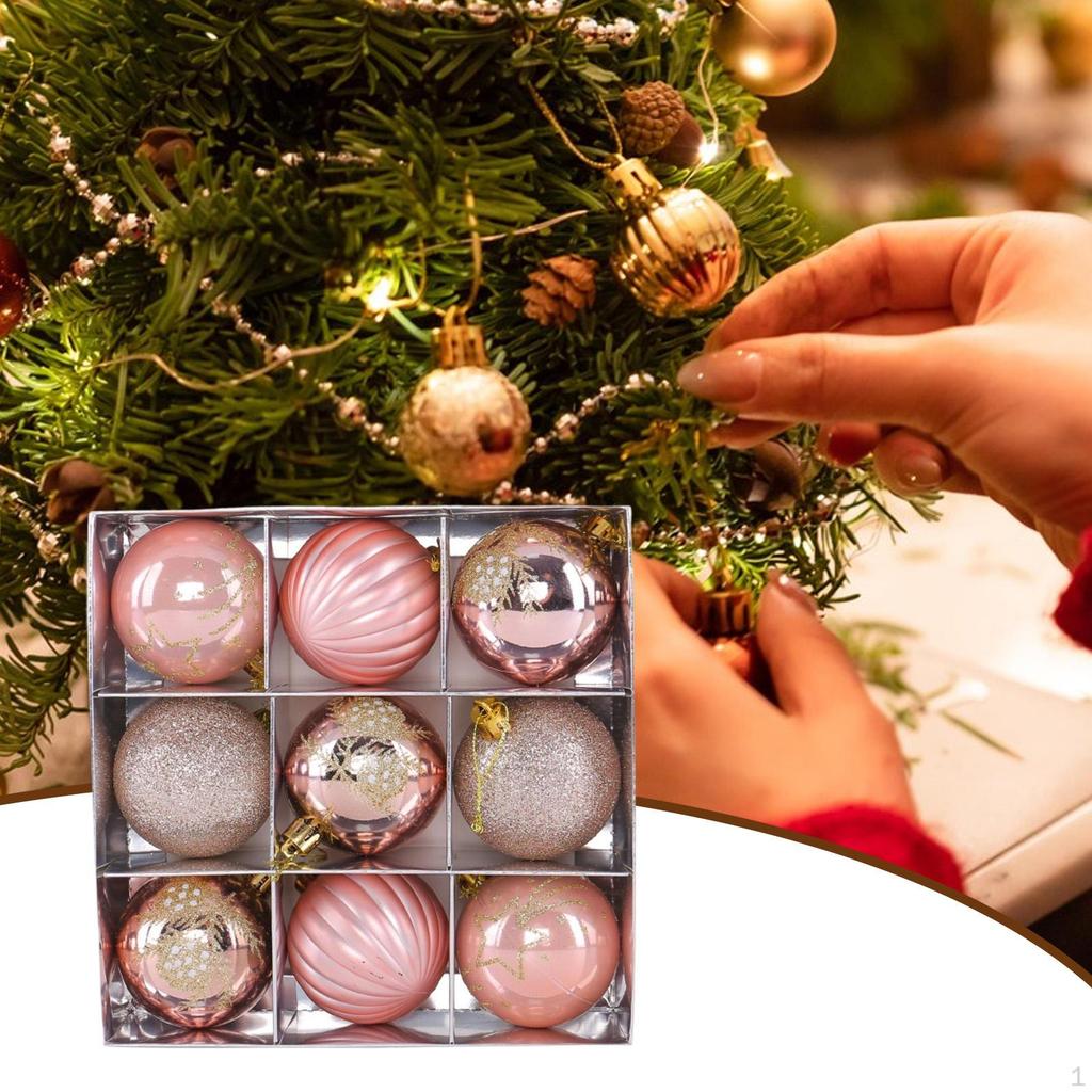 9 Pieces Christmas Ball Ornaments Tree Decorations 2.36" Round Shaped for Indoor