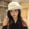 Woolen Black Felt Hat Flat-top Women Jazz Hat Fashion Hepburn Style Topper Hat  Bride