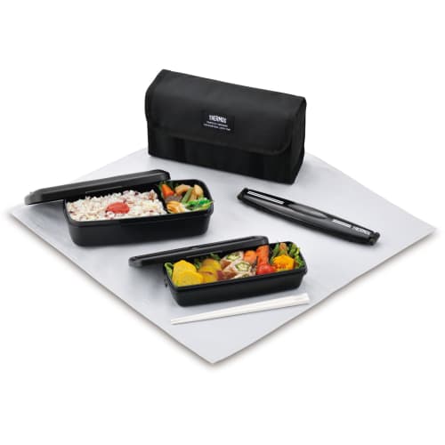 Thermos Fresh Lunch Box, 2-Tier Lunch Box, 900ml, Deep Black, DJB-906W DPBK