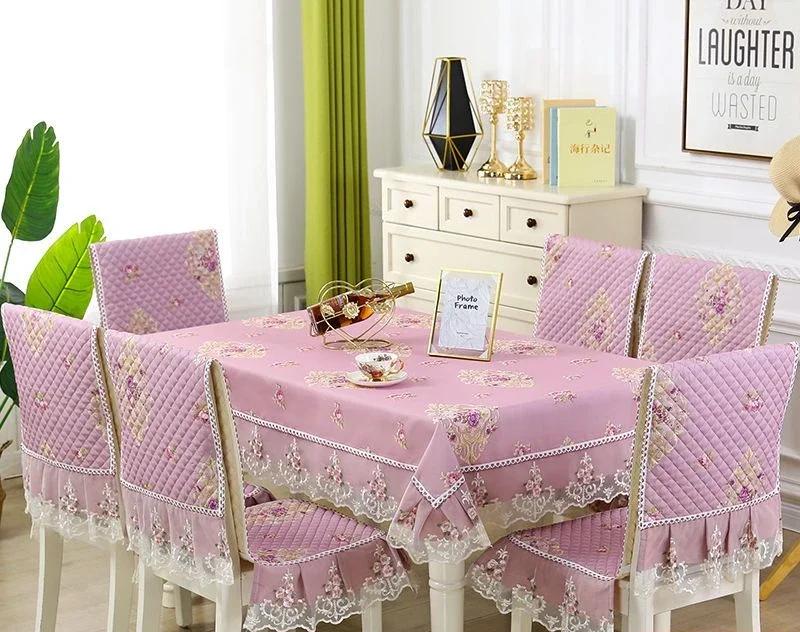 Кружевной однотонный чехол на стул в европейском стиле, чехол на обеденный стол и табурет, ткань для домашнего обеденного стола, ткань на спинку стула