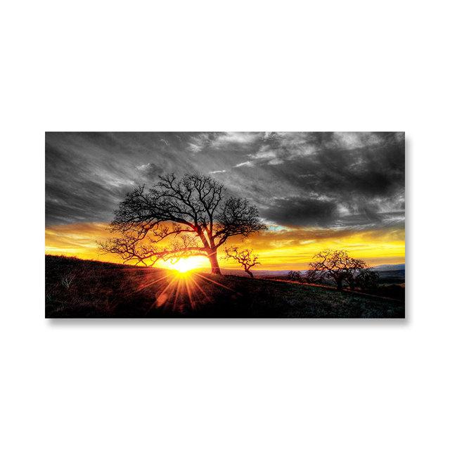 Современный Восход Закат Пейзаж Холст Картины Солнечное Дерево Настенные Картины Тайный Цвет Стены Искусства для Гостиной Настенный Декор Куадрос Без Рамки