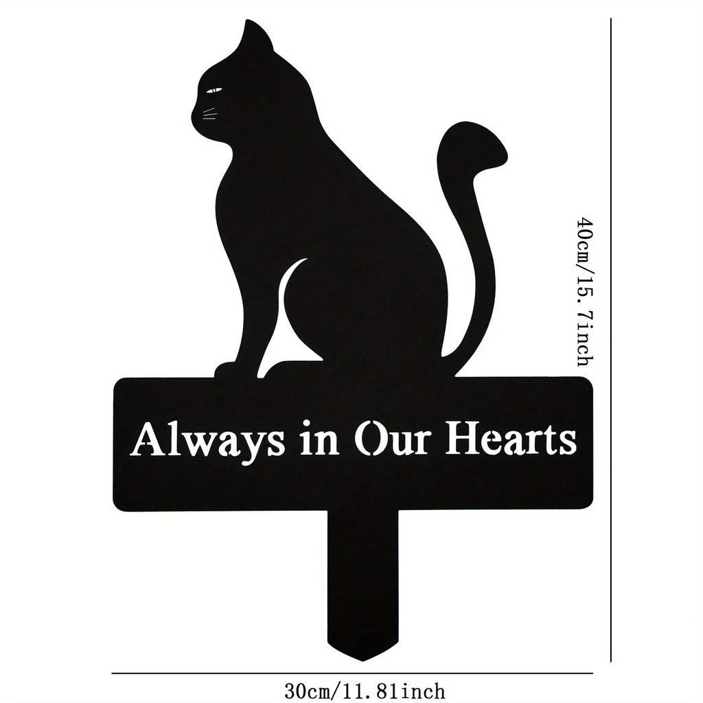Cat Metal Grave Marker - Heartfelt Memorial Stake for Cemetery Decor, Sympathy, Funeral, Easter, Pet Tribute, and Yard Display