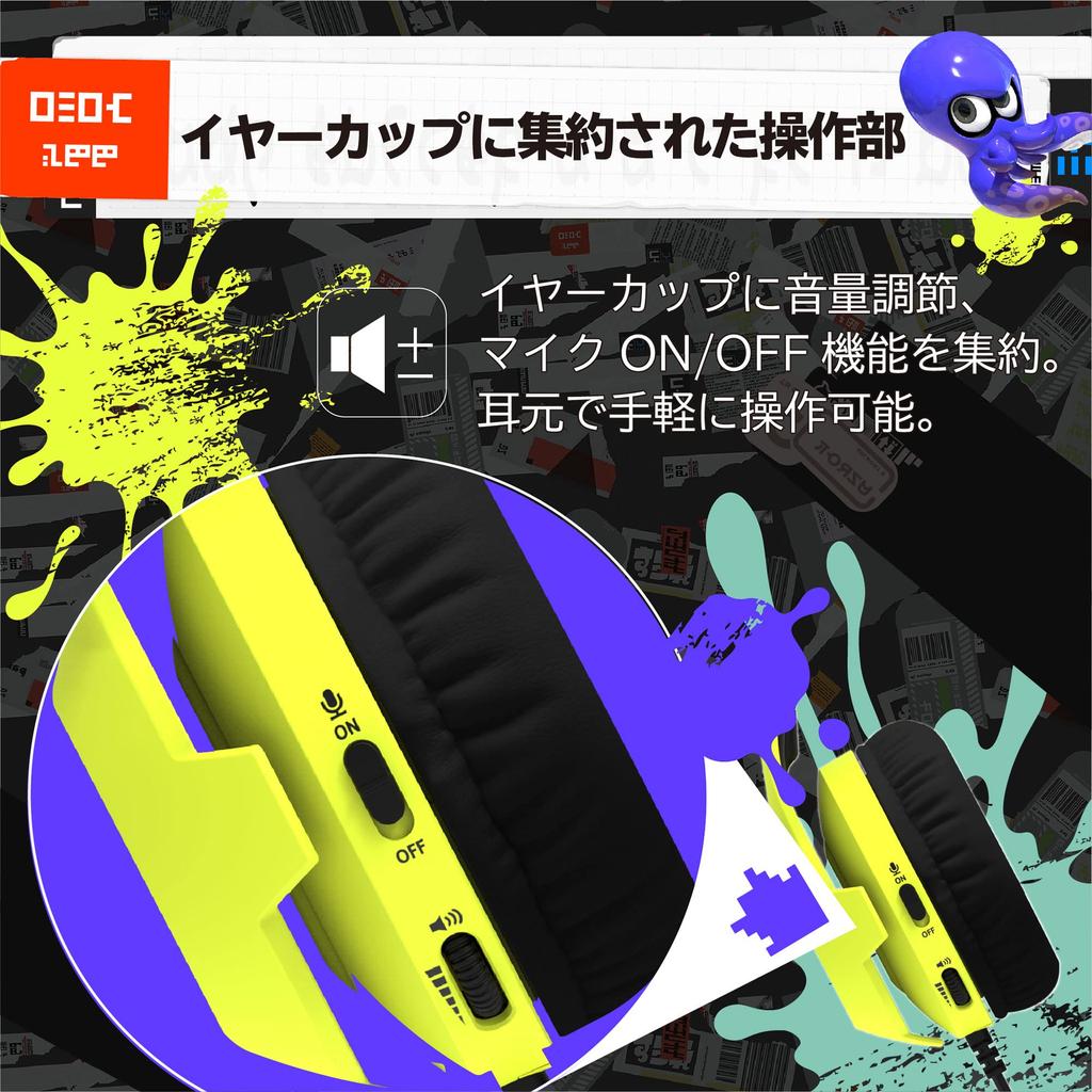 Лицензированная игровая гарнитура Splatoon 3 Hori Gaming Headset Standard для Nintendo Switch, совместимая с Lite и Organic [продукт Nintendo] [Также EL]