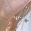 Angel Wings Heart Pendant Necklace for Women Crystal Zircon Charms Necklaces Korean Fashion Clavicle Chain Necklace Accessories