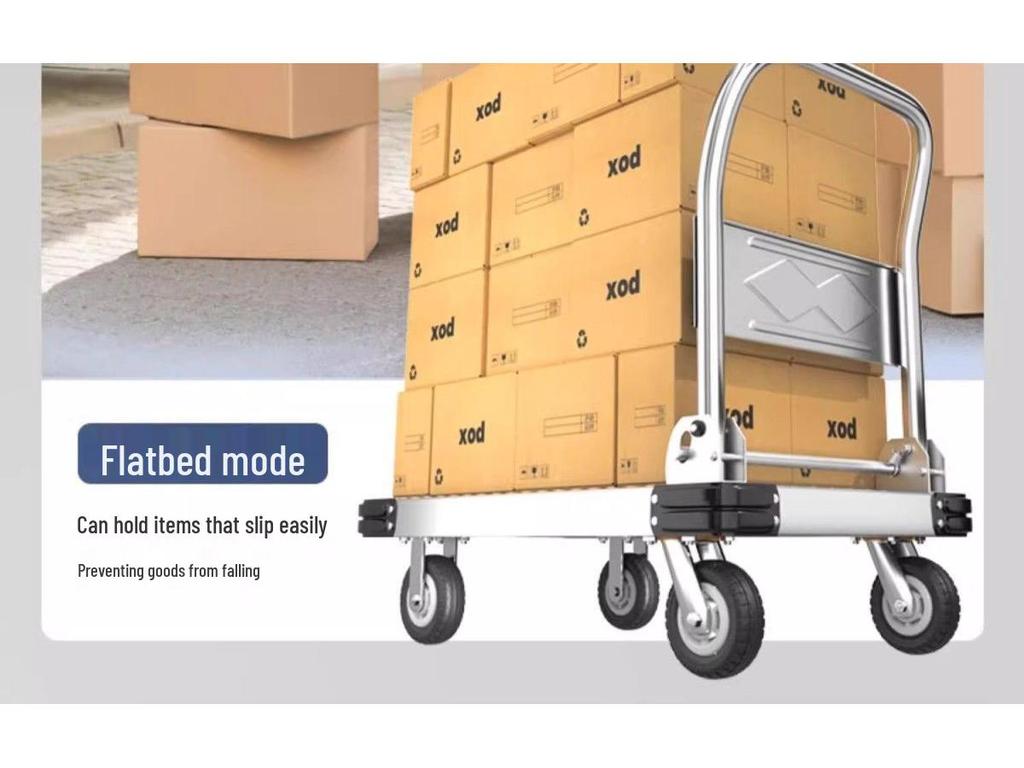 Silent Foldable Flatbed Hand Cart: Portable Turnover Trolley & Hand Truck