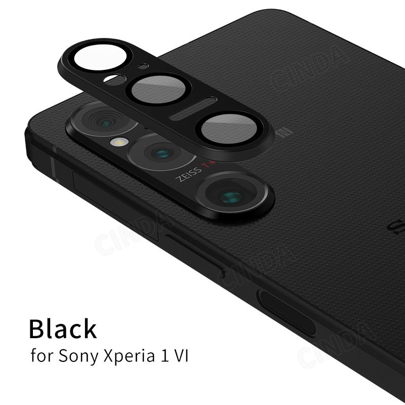 Premium for Sony Xperia 6 Screen Protector 9H Anti-Scratch Tempered Glass with Metal Alloy Ring Full Cover Camera Lens Protector