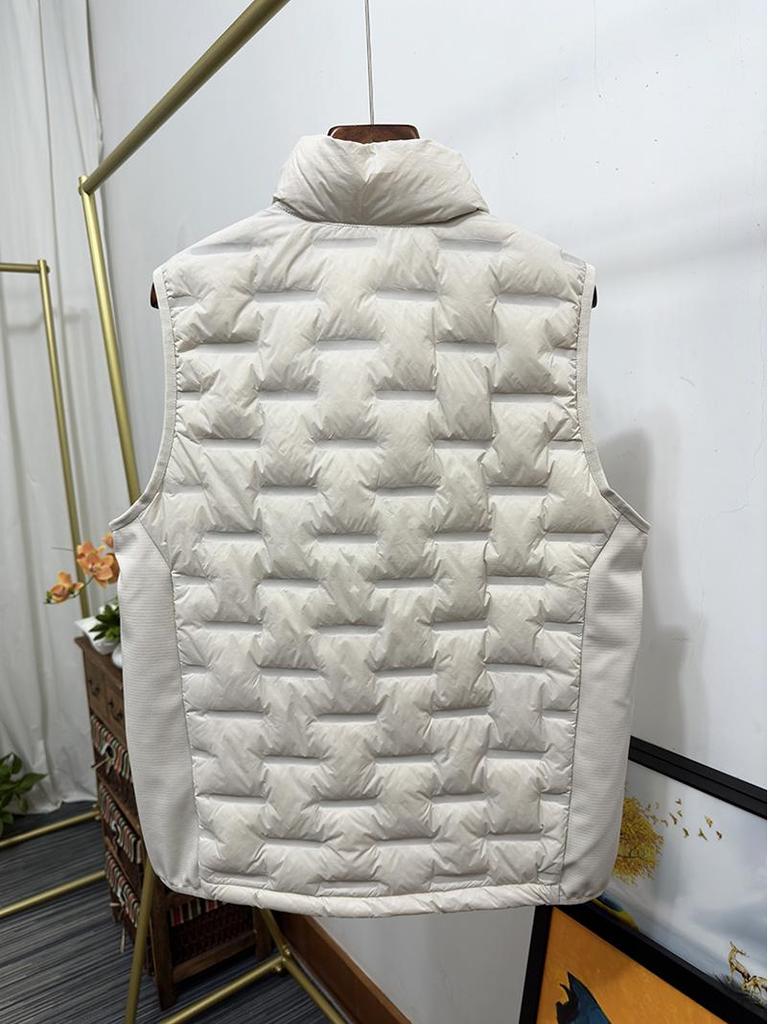 Мужской ветрозащитный пуховый жилет с воротником-стойкой - Легкий, Термозапечатанный, 90% пуха, Без рукавов, Верхняя одежда для осени/зимы