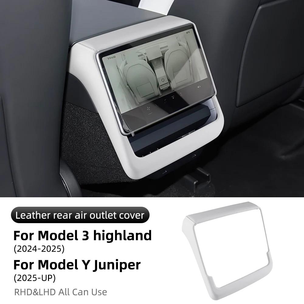 For Tesla Model 3 Highland 2024 2025 2026 Model Y 2025 Juniper Launch Leather Rear Screen Frame Protective ABS Cover Accessories