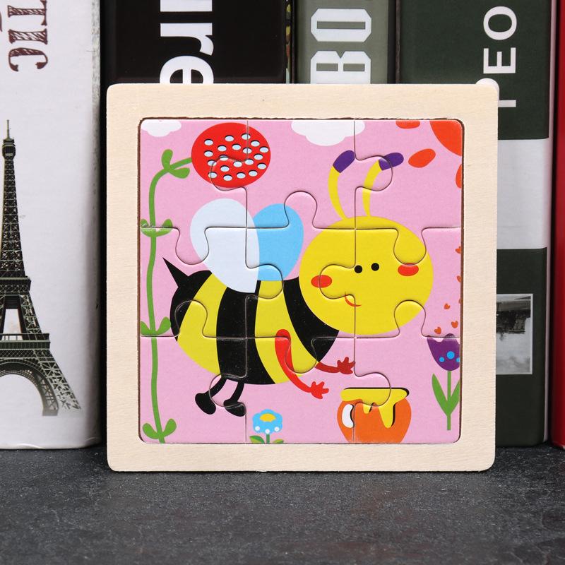 3-7 Year Olds' 9-Piece Wooden Animal Jigsaw Puzzle - Educational Cartoon Toy