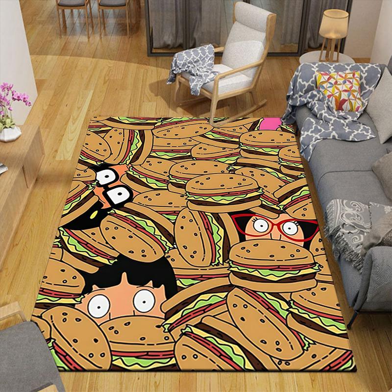 1Pc Burgers Eyes Rug, Office Carpet Indoor Outdoor Doormat, Non-Slip Soft, Living Room, Christmas Halloween Gift M929420