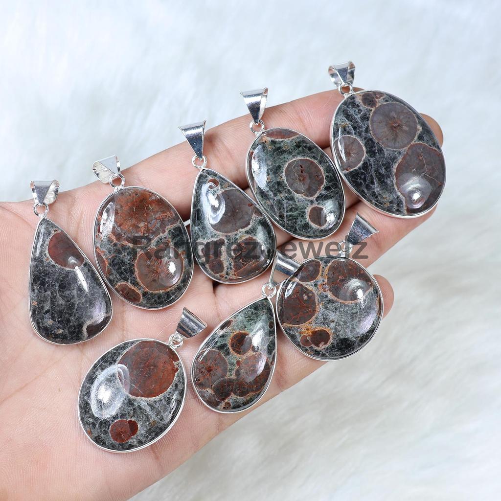 Peanut Obsidian Pendant Sterling Silver Pendant Necklace Mix Shape Peanut Obsidian Gemstone Pendant Bezel Pendant Handmade Necklace Jewelry