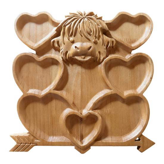 Доска для закусок Highland Cow, деревенский поднос с отделениями, деревянное блюдо для сыра, фруктов и закусок для вечеринки.
