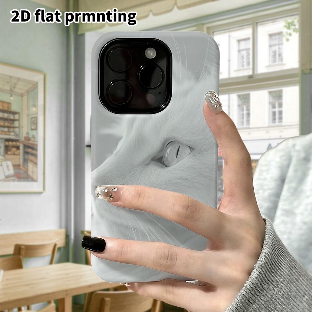 Phone case: 2D flat Samsung Galaxy A34 A35 M05 M06 S20 S22 S21 FE Plus 5G protective case, long-haired white cat, perfect Christmas and Halloween holi