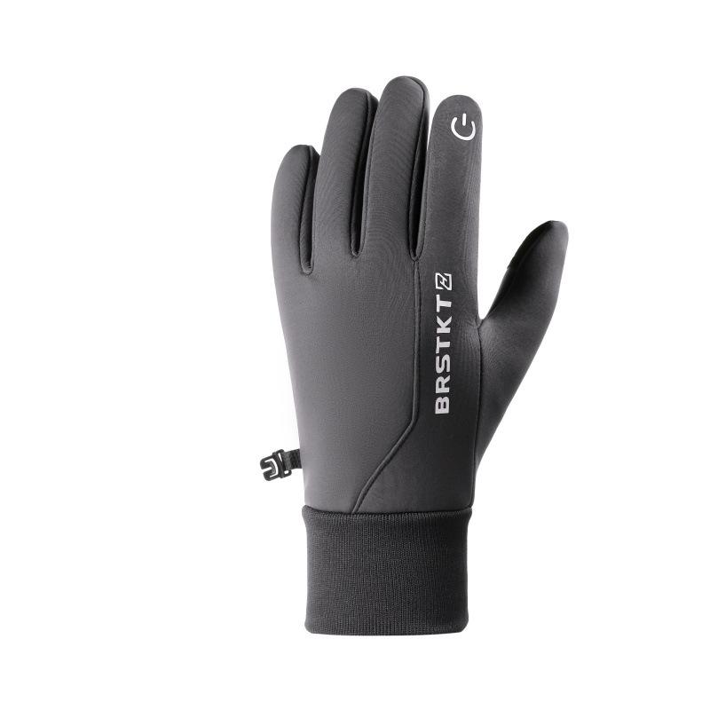 Men Winter Cycling Ski Gloves, Fleece Lined Warm Waterproof Anti-Slip Wear-Resistant Sports Gloves