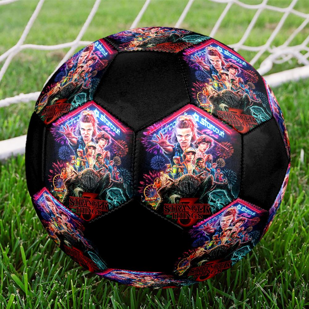 stranger things Indoor Soccer Ball Colorful Machine Stitched PVC Size 5 Team Training Competition Ready Durable High-Bounce Cool Sports Gift