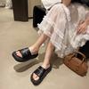 Summer New Thick-bottomed Women's Sandals, High-end One-word Slippers, Fashionable and Versatile Trend Slippers