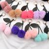 1PC Soft Plush Ball Key Chain Faux Fur Cherry Car PomPom Pendant Keyring