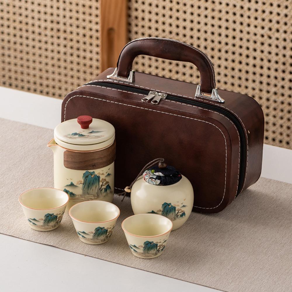 Печь ручной работы, дорожный набор для кунг-фу чая для улицы, подарочный набор в коробке, высококачественный товар Guochao, чайная чашка, деловой подарок