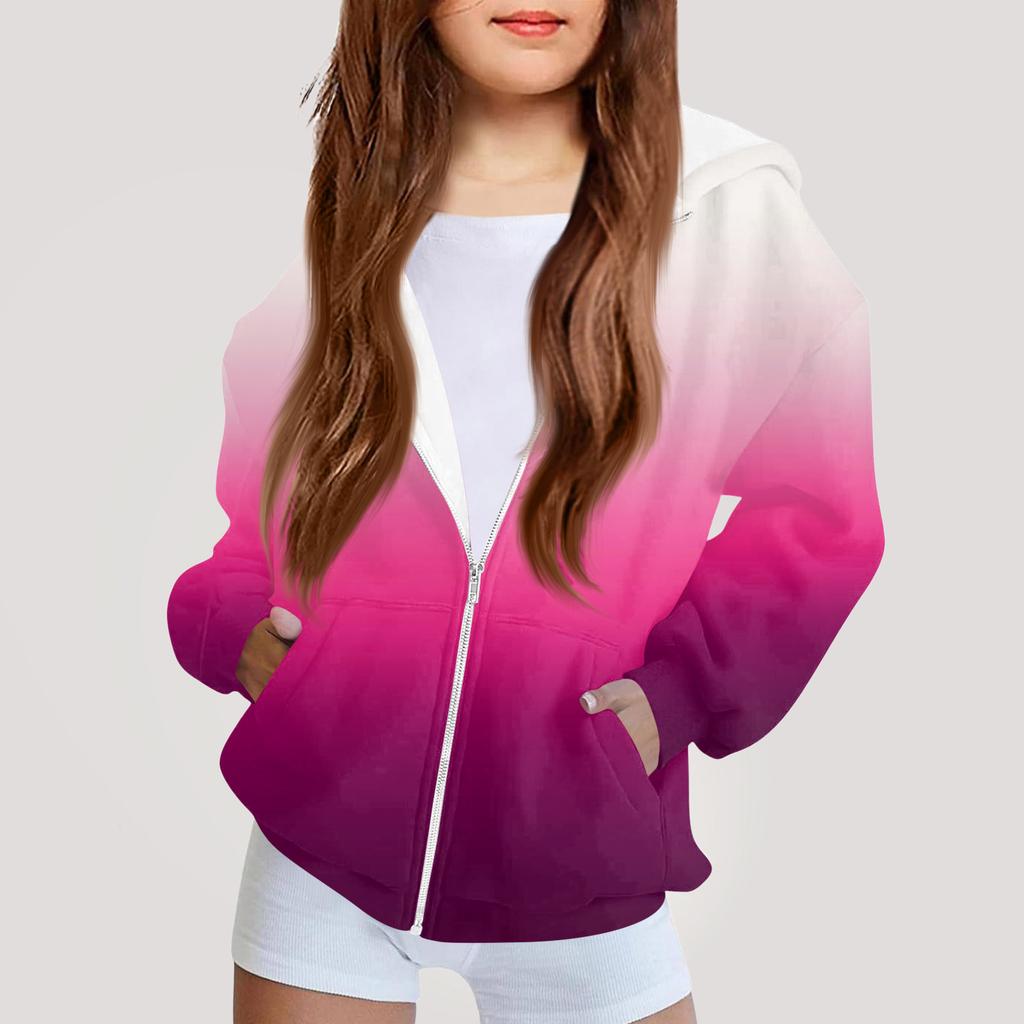 Children's Fashion Printed Long Sleeved Hooded Sweatshirt Girls' Hoodie Jacket