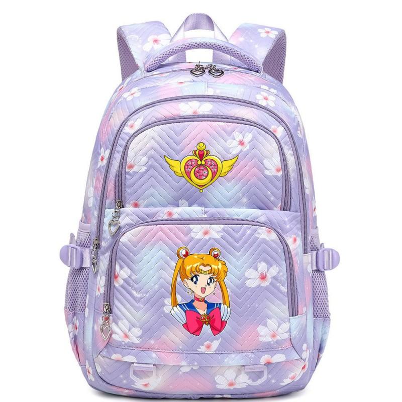 Youth Campus Style Cartoon Print Multi-Compartment Lightweight School Backpack Teen Girls Boys